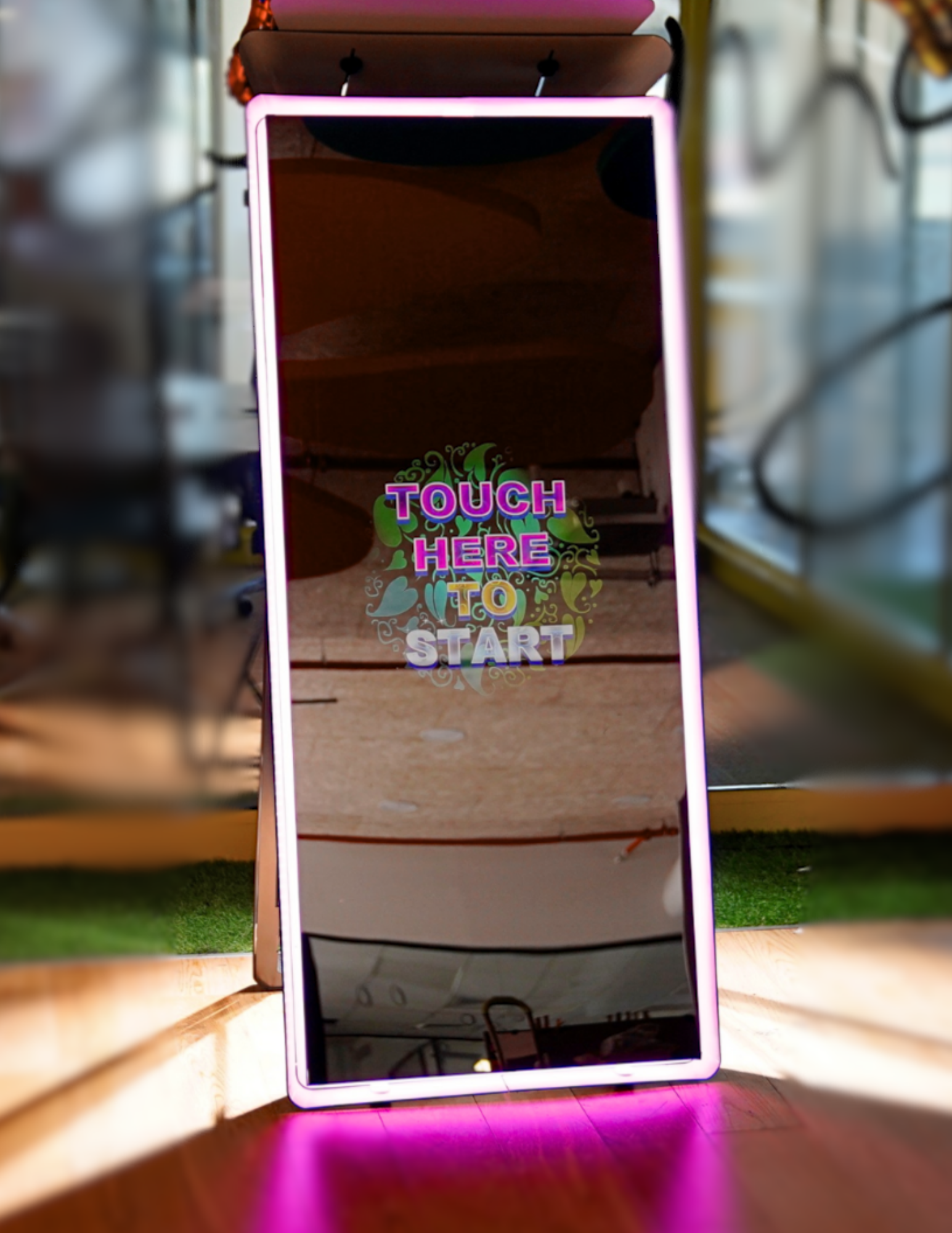 Premium photo booth service sample setup with props and backdrop